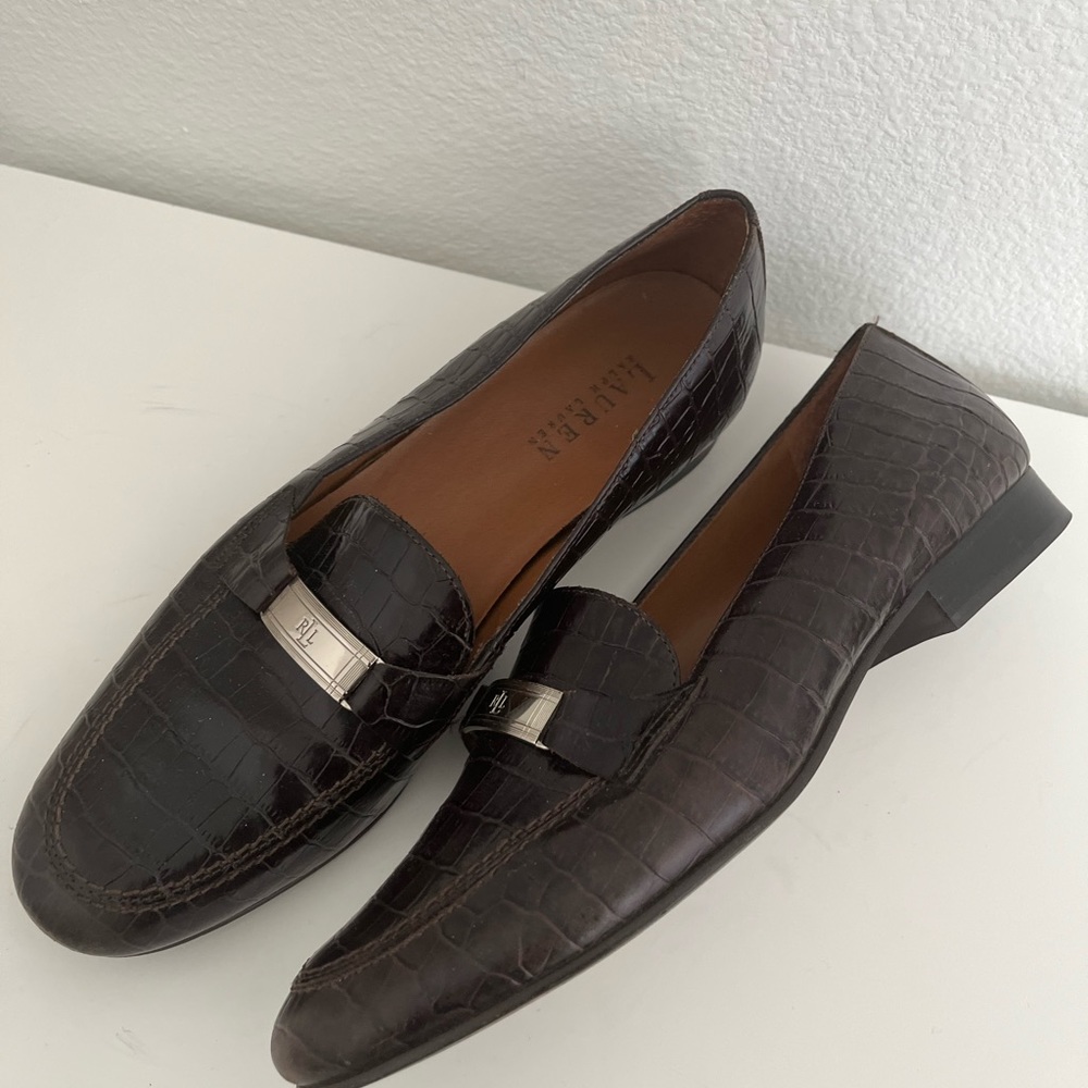 Ralph Lauren Snakes print brown loafers